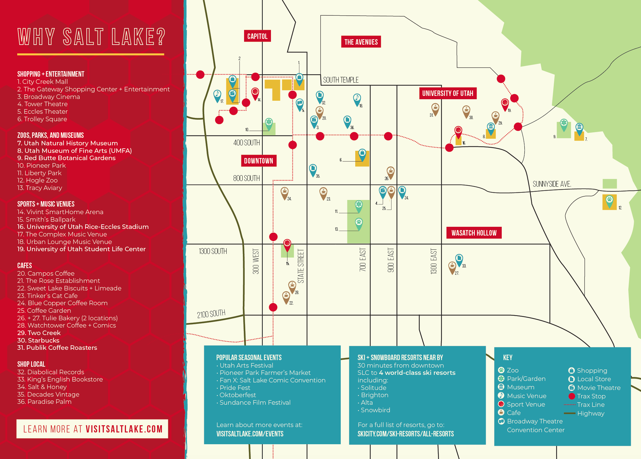 Map showing things to do in Salt Lake City