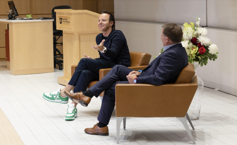 Utah Jazz ownder and Qualtrics founder Ryan Smith brought a touch of game-day atmosphere to the 32nd annual Spencer Fox Eccles Convocation.