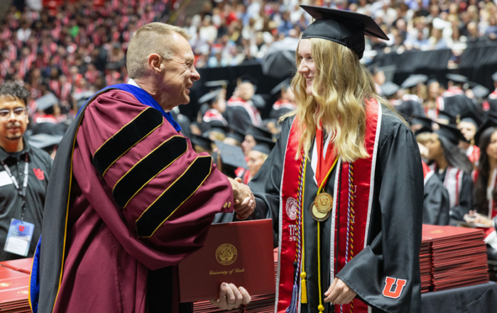 Student graduation from the David Eccles School of Business