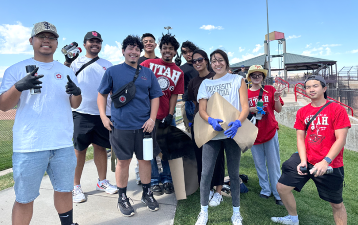 A group of students in the opportunity scholars program at a service project.