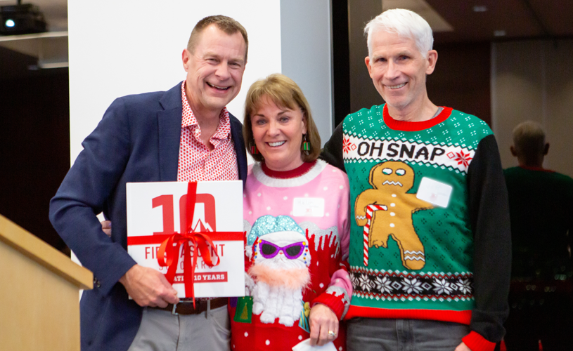 Dean Dirks with Jeff and Helen Cardon at the First Ascent Scholars 10 year event