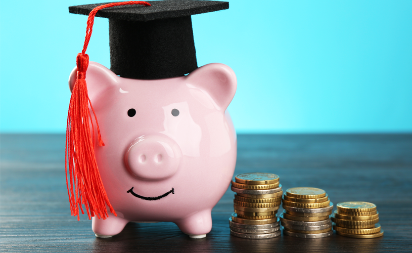 Financial Aid at Eccles - Photo of piggy bank with coins
