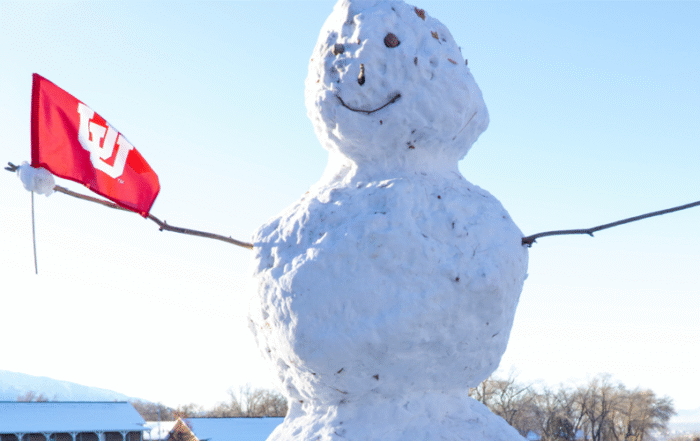 Snowman on the University of Utah Campus