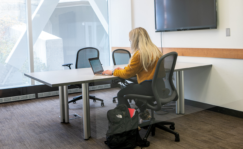 Student studying at the Marriott Library